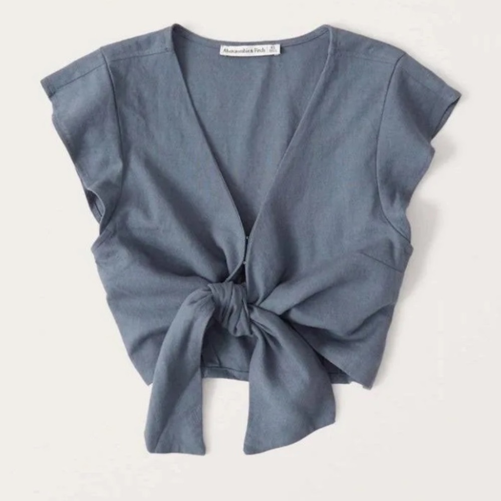 Abercrombie | Tie-front Linen Blend Top